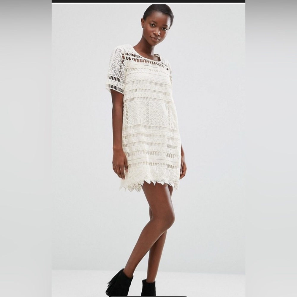 Mango Beige Mini Sundress with  Short Sleeves